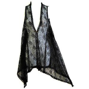 Shoreline Black Beach Cover Up Toggle Closure Sharkbite Hem